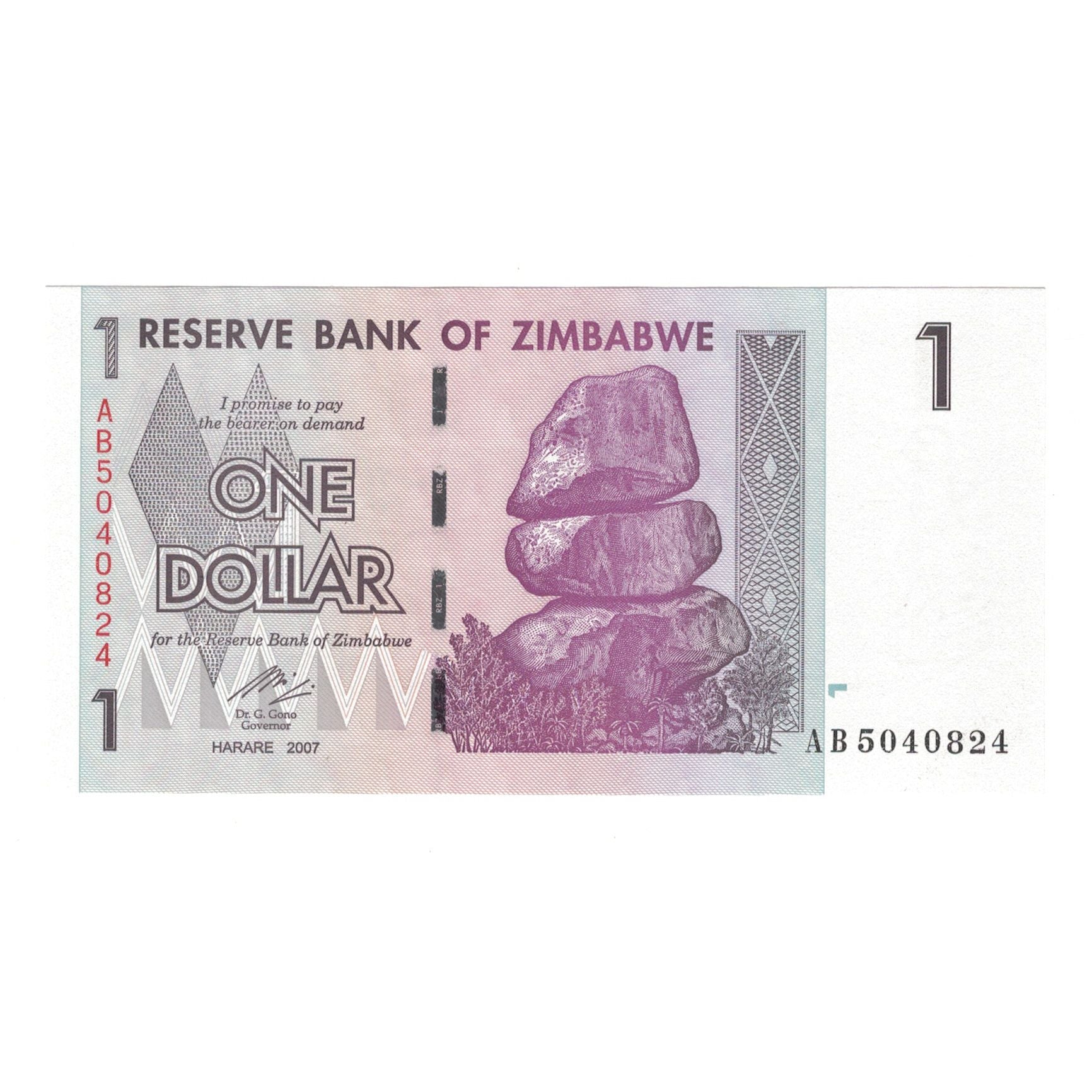 Banknote, Zimbabwe, 1 Dollar, 2007, KM:65, UNC(65-70)