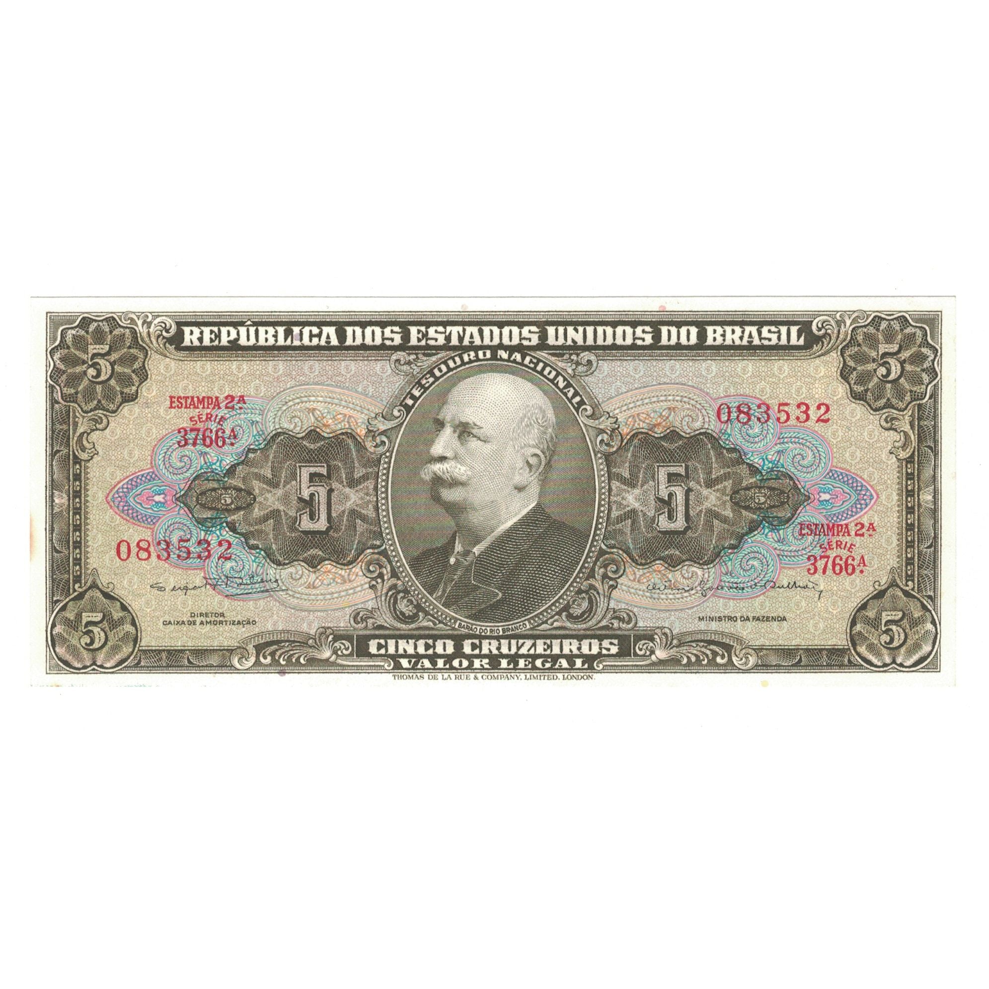 Biljet, Brazilië, 5 Cruzeiros, KM:176d, NIEUW