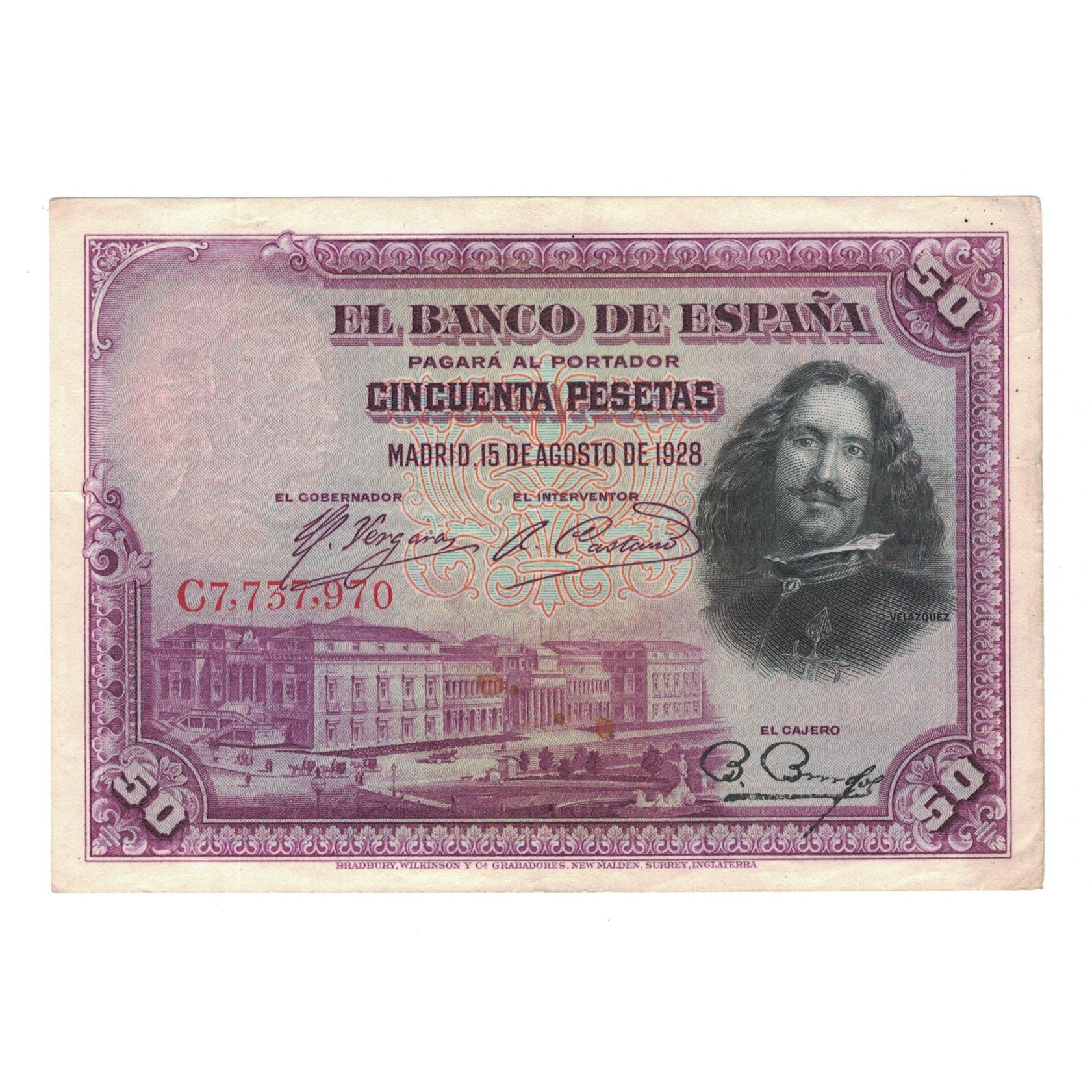 Banknote, Spain, 50 Pesetas, 1928, 1928-08-15, KM:75b, EF(40-45)