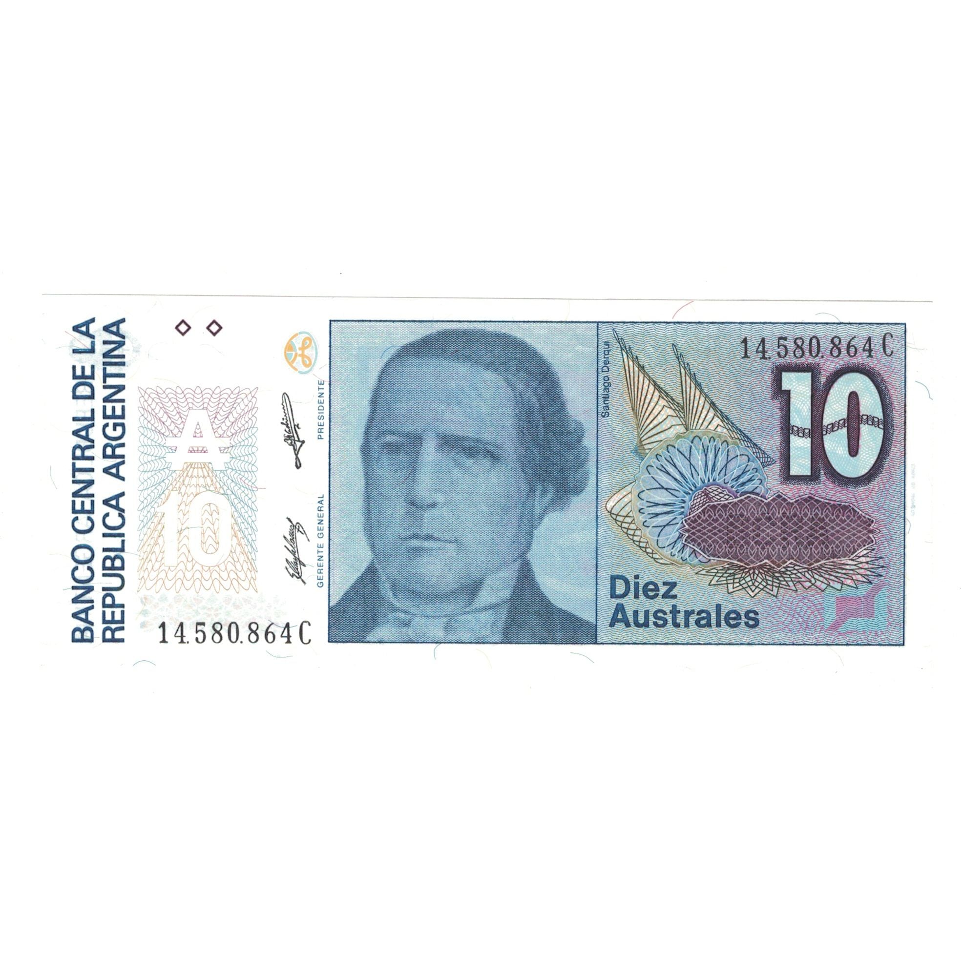 Billet, Argentine, 10 Australes, KM:325b, SPL