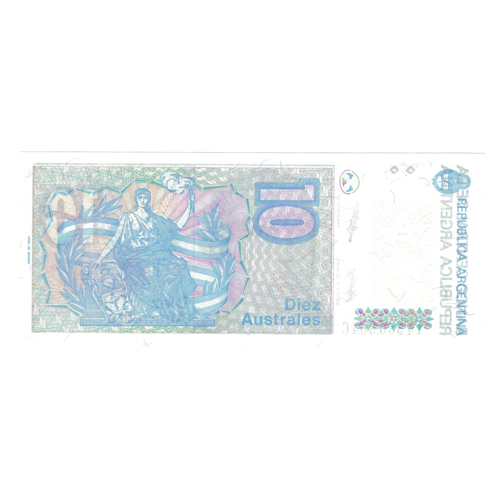 Billet, Argentine, 10 Australes, KM:325b, SPL