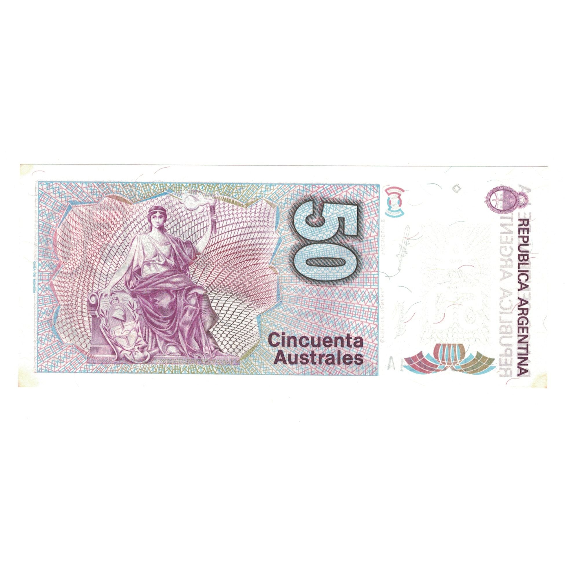 Billet, Argentine, 50 Australes, KM:326b, SPL