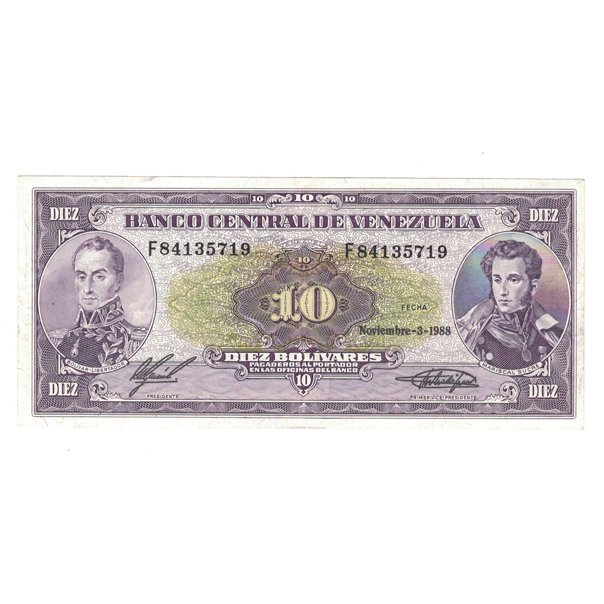 Billet, Venezuela, 10 Bolívares, 1988, 1988-11-03, KM:62, TTB+
