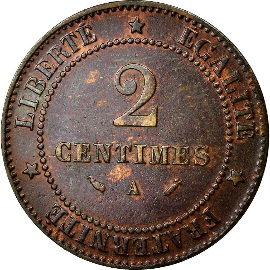 Moneta, Francia, Cérès, 2 Centimes, 1883, Paris, BB, Bronzo, KM:827.1