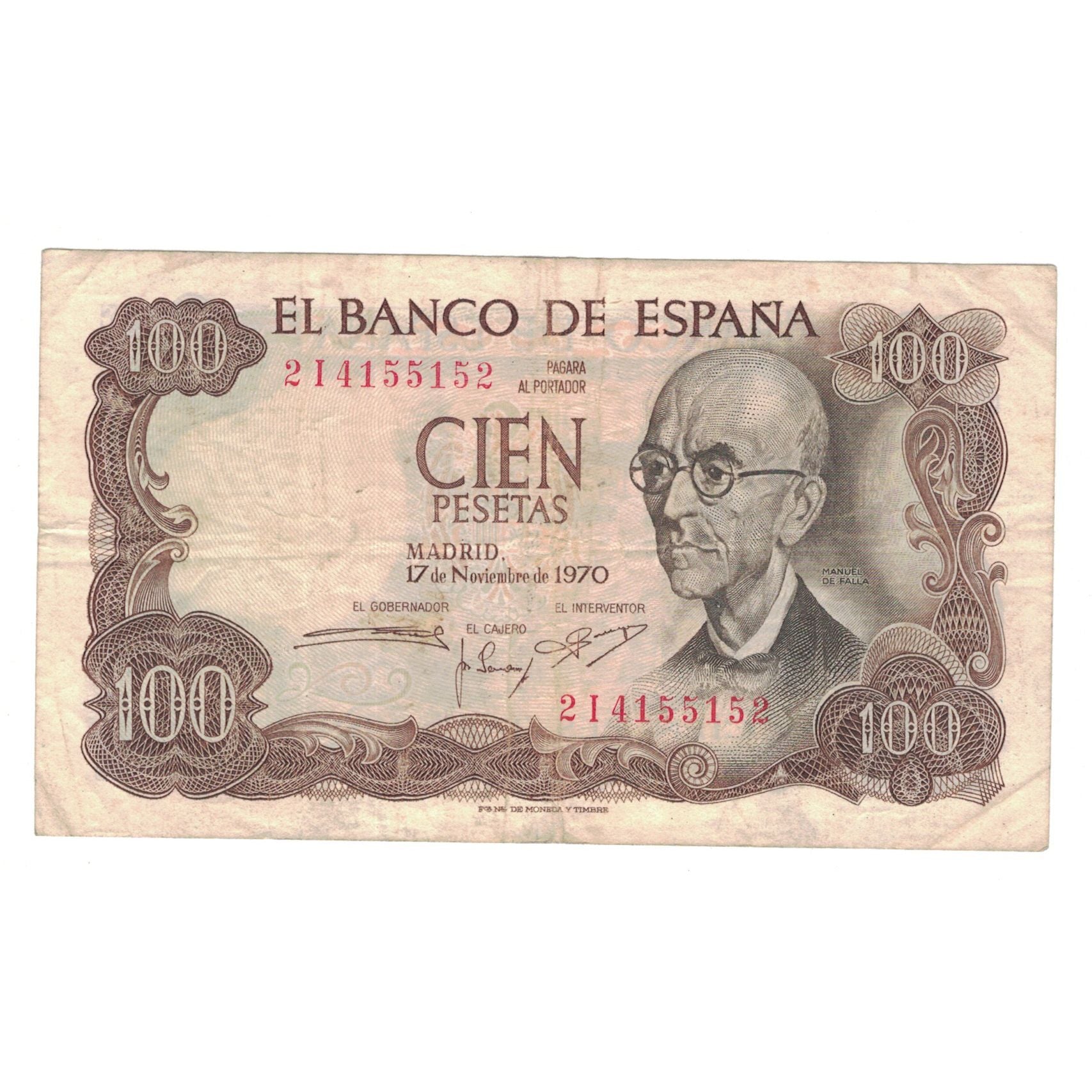 Banknote, Spain, 100 Pesetas, 1970, 1970-11-17, KM:152a, VF(30-35)