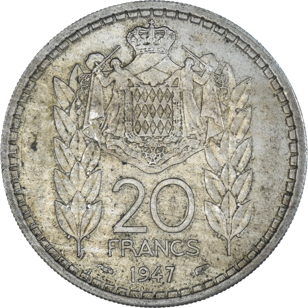 Coin, Monaco, 20 Francs, Vingt, 1947