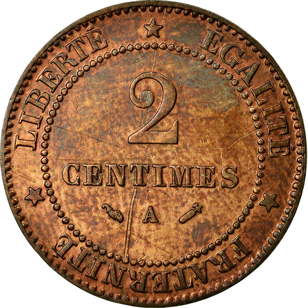 Coin, France, Cérès, 2 Centimes, 1884, Paris, AU(55-58), Bronze, KM:827.1