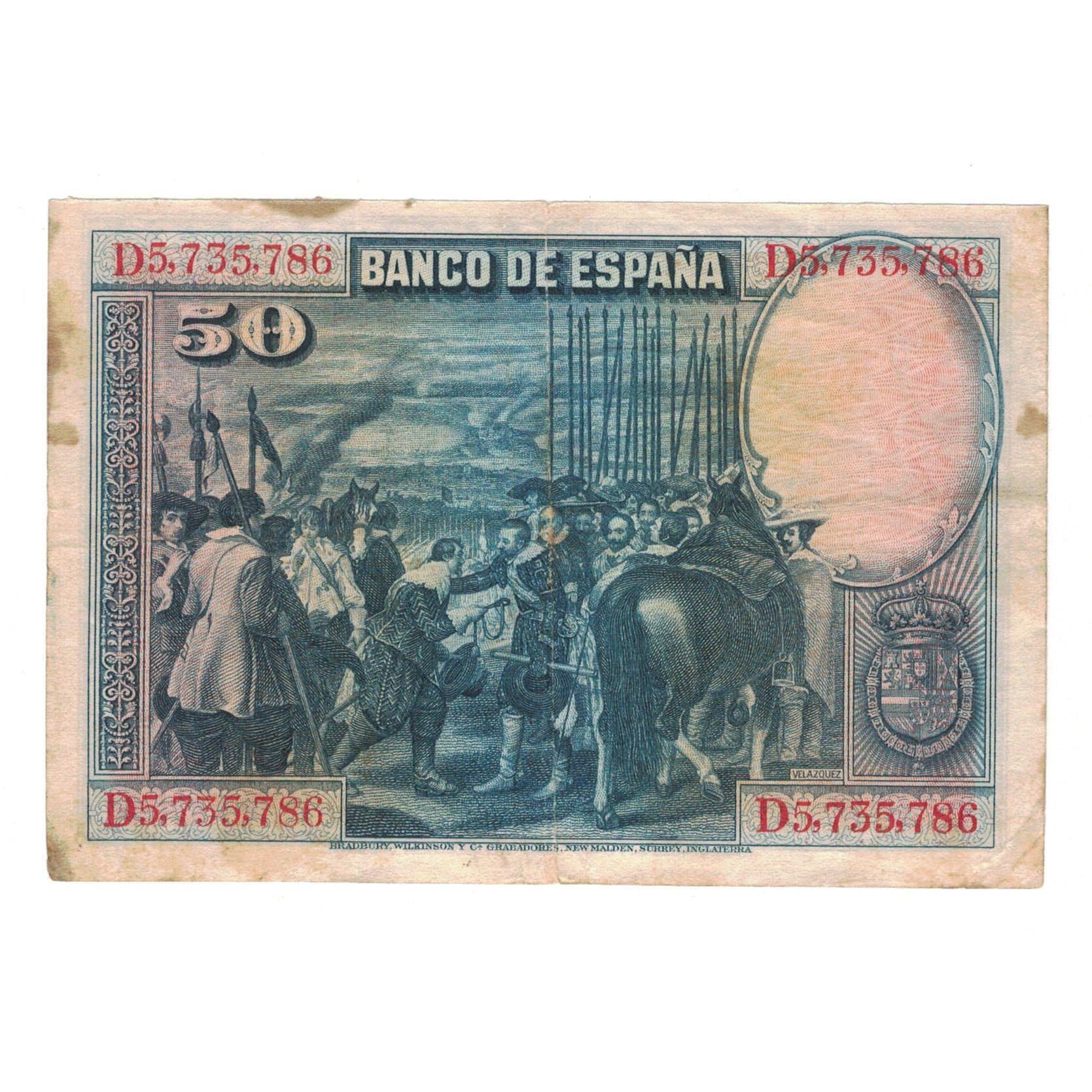 Biljet, Spanje, 50 Pesetas, 1928, 1928-08-15, KM:75b, TB+
