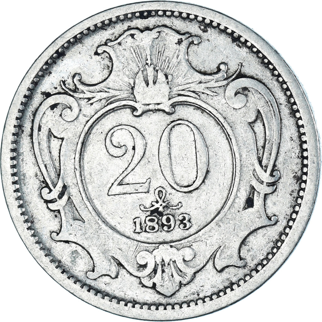 Moeda, Áustria, 20 Heller, 1893
