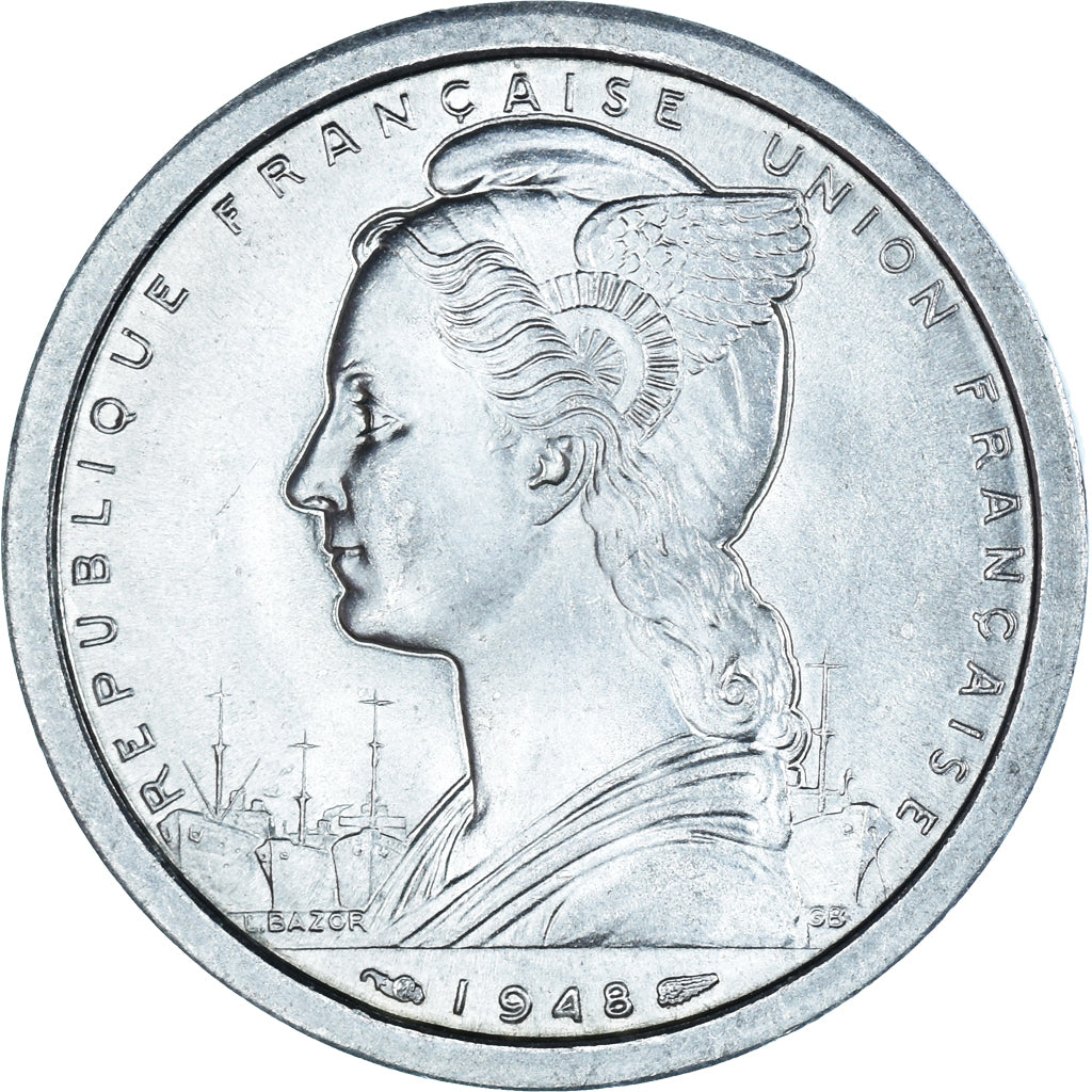 Monnaie, Madagascar, 2 Francs, 1948