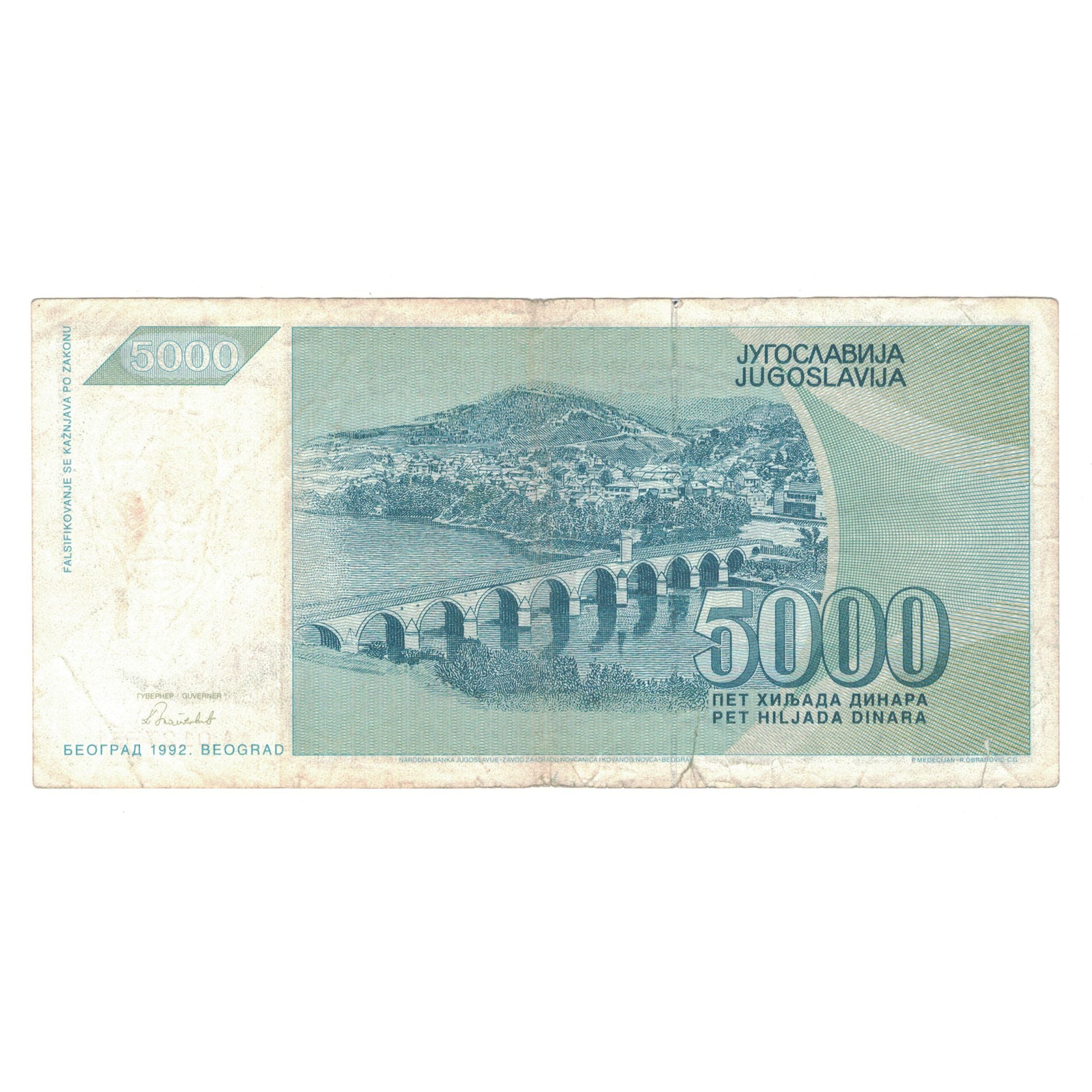 Banknote, Yugoslavia, 5000 Dinara, 1992, KM:115, VF(30-35)