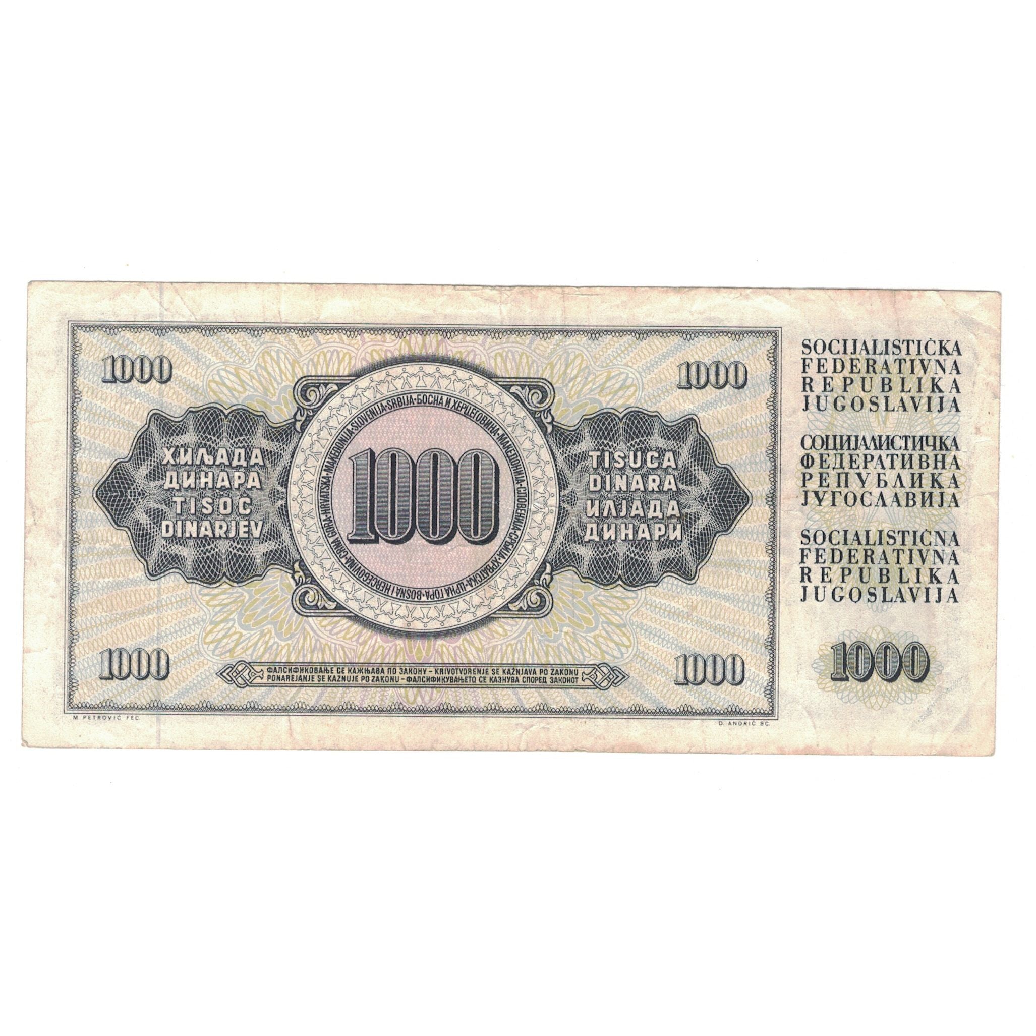 Banknote, Yugoslavia, 1000 Dinara, 1981, 1981-11-04, KM:92b, VF(30-35)