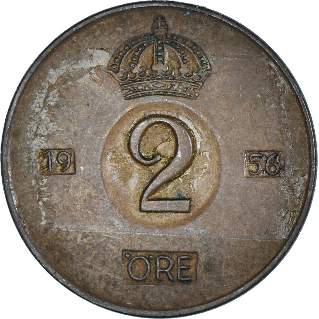 Suède, 2 Öre, 1956, Bronze, TTB