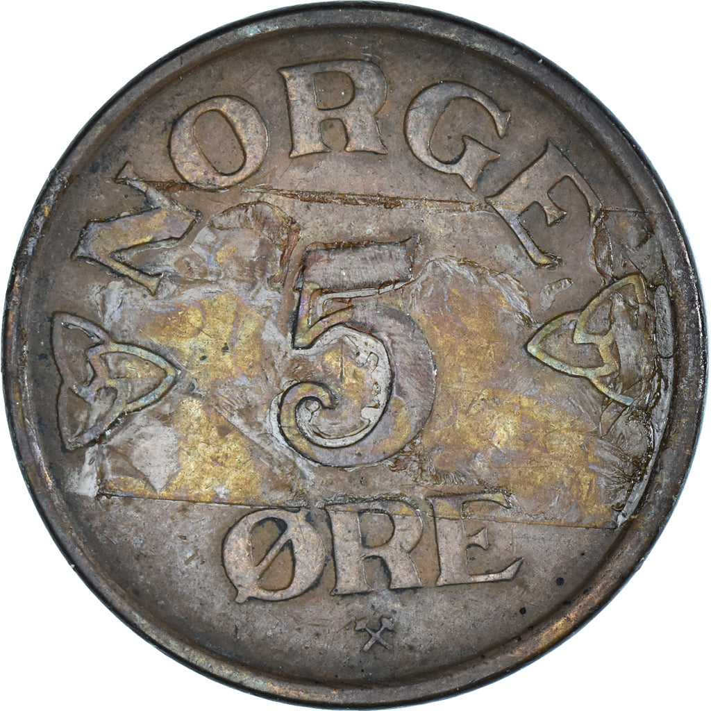 Moneta, Norvegia, 5 Öre, 1957