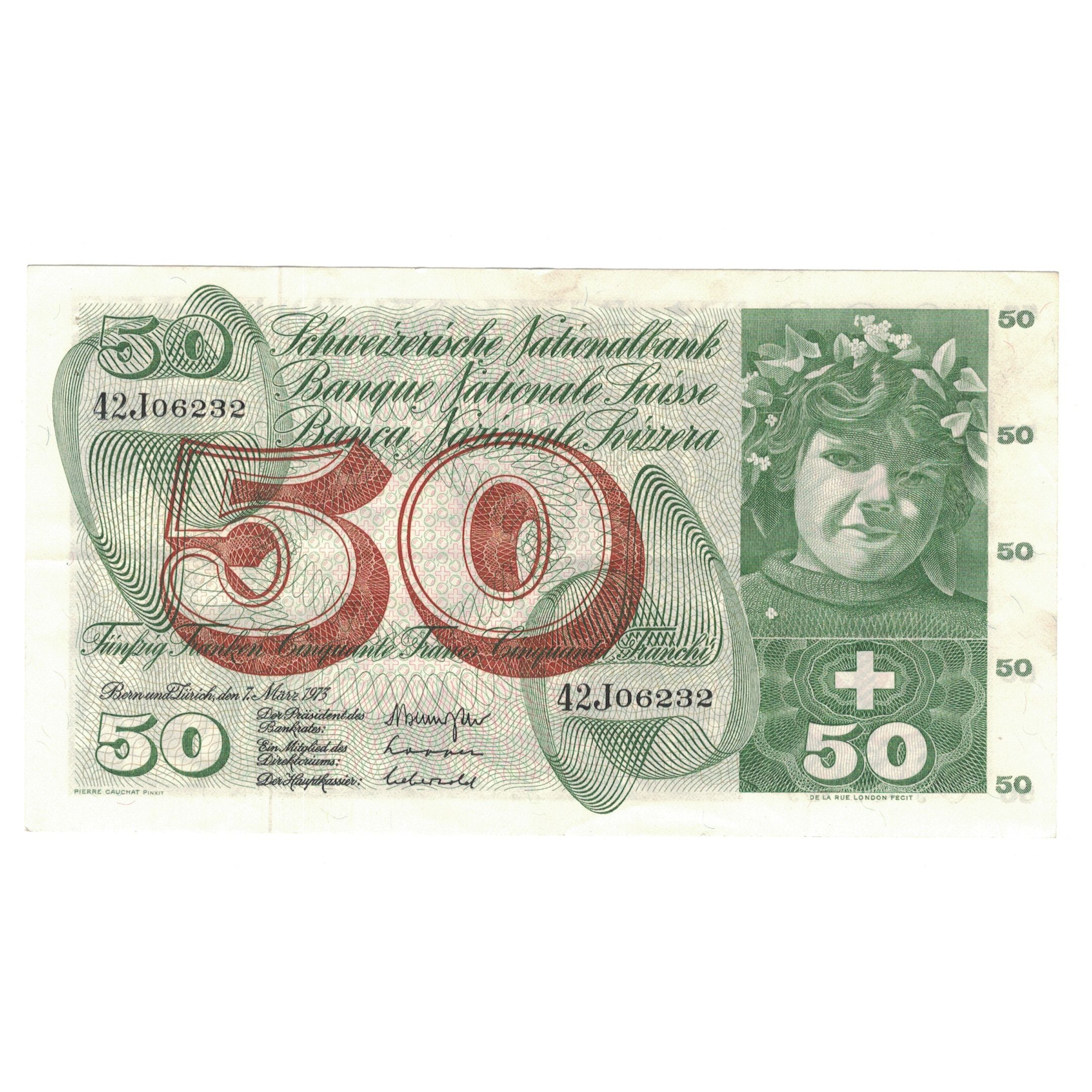 Billet, Suisse, 50 Franken, 1973, 1973-03-07, KM:48m, TTB