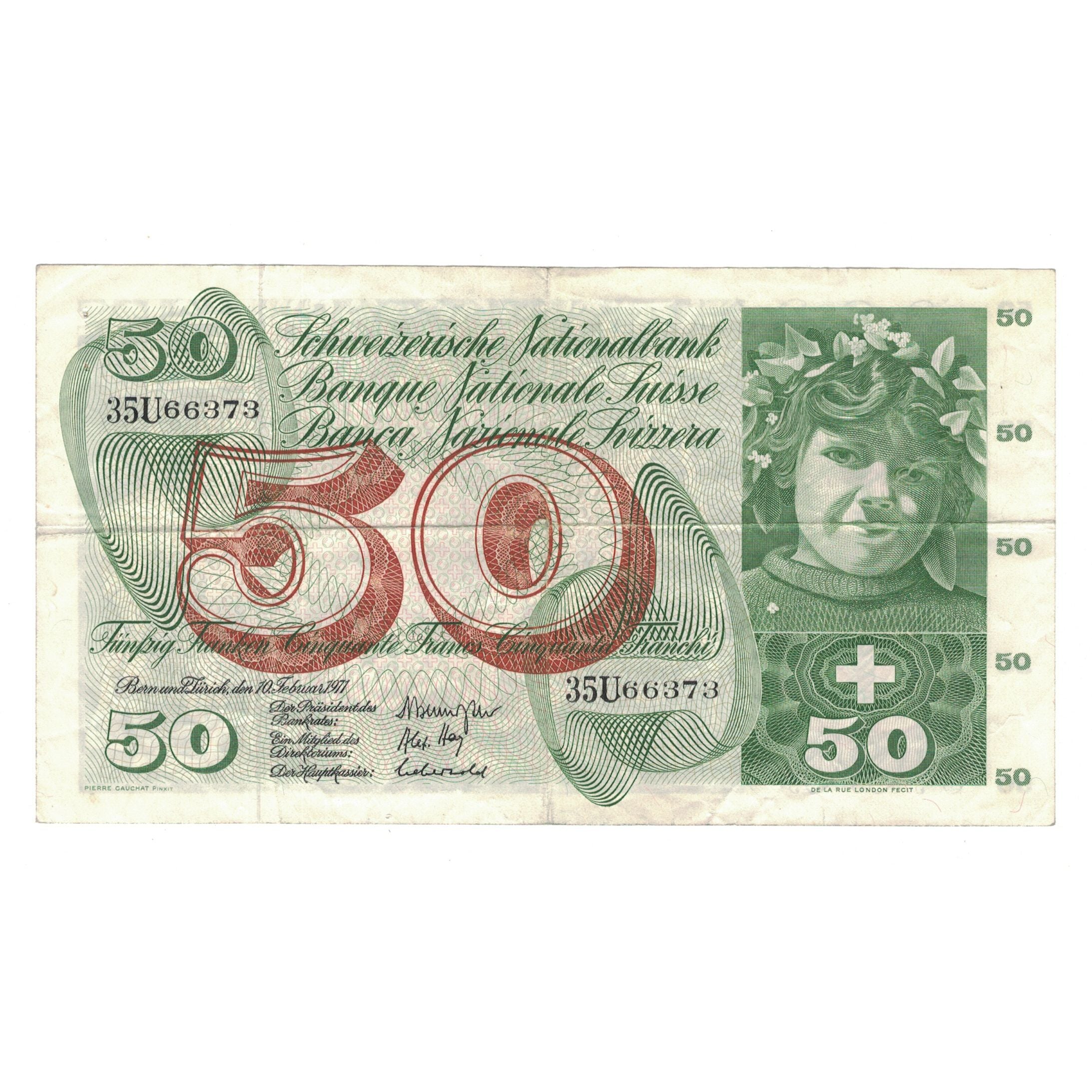Banconote, Svizzera, 50 Franken, 1971, 1971-02-10, KM:48k, BB