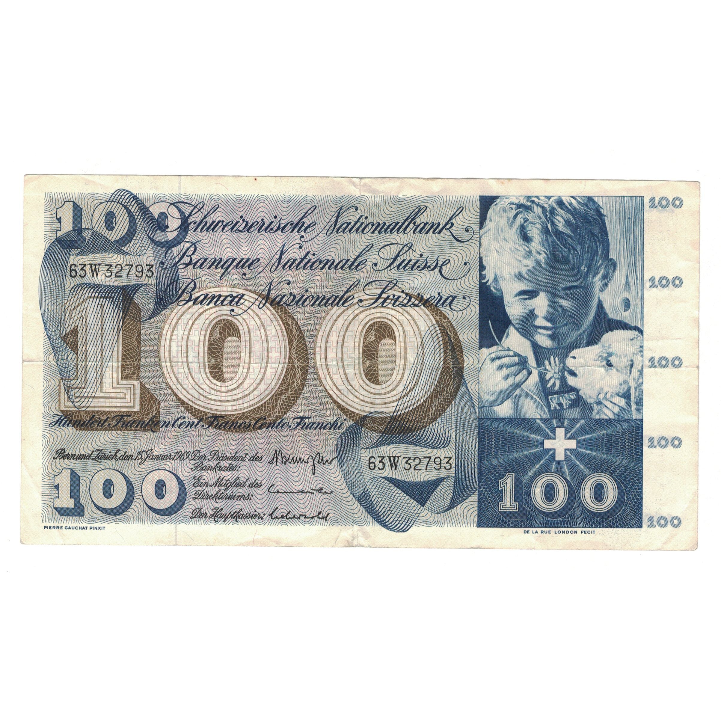 Banconote, Svizzera, 100 Franken, 1954-1961, BB