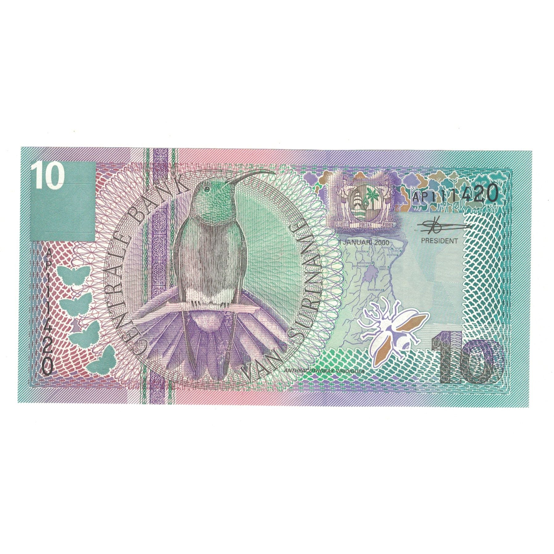 Nota, Suriname, 10 Gulden, 2000, 2000-01-01, KM:147, AU(50-53)