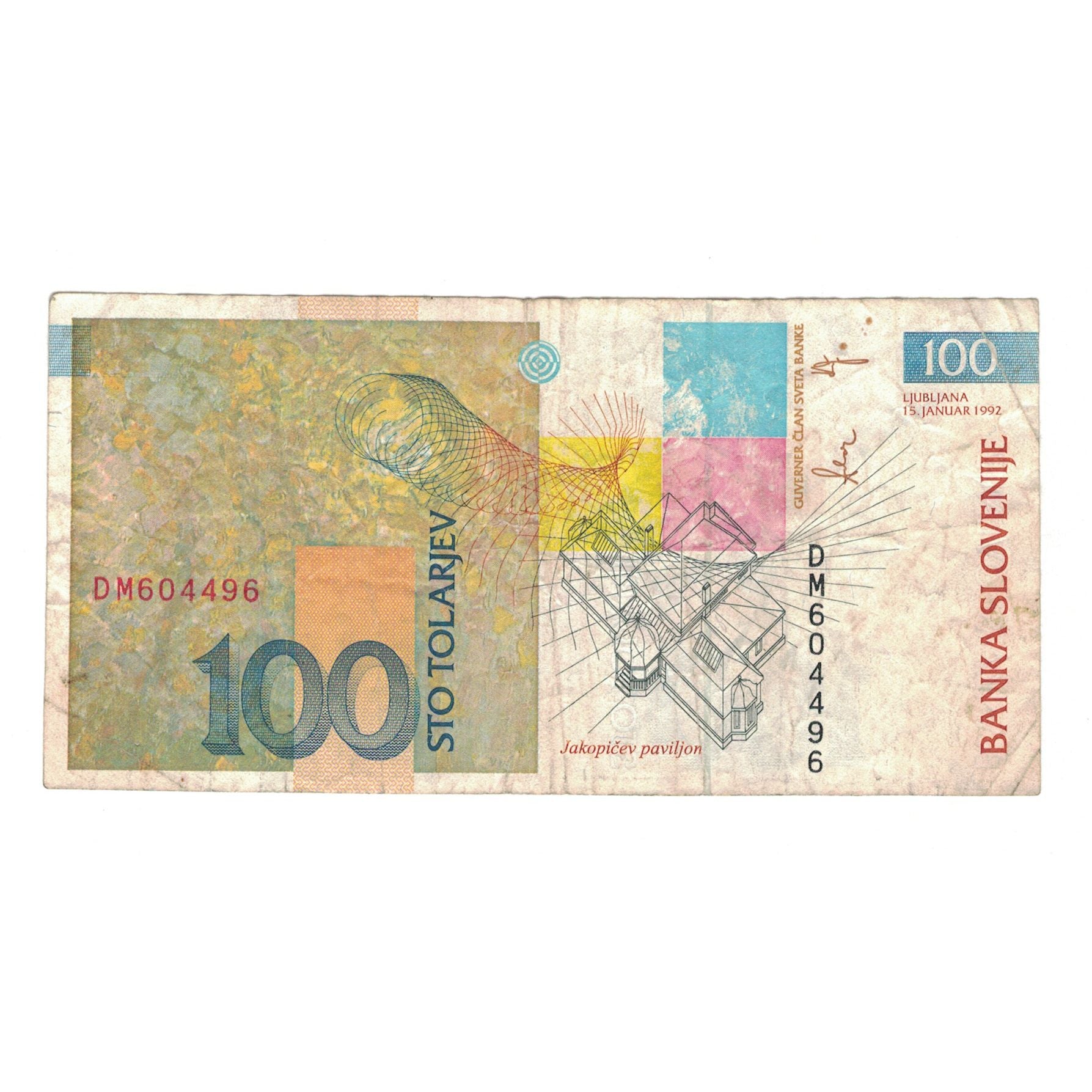 Banknote, Slovenia, 100 Tolarjev, 1992, 1992-01-15, KM:14A, VF(20-25)