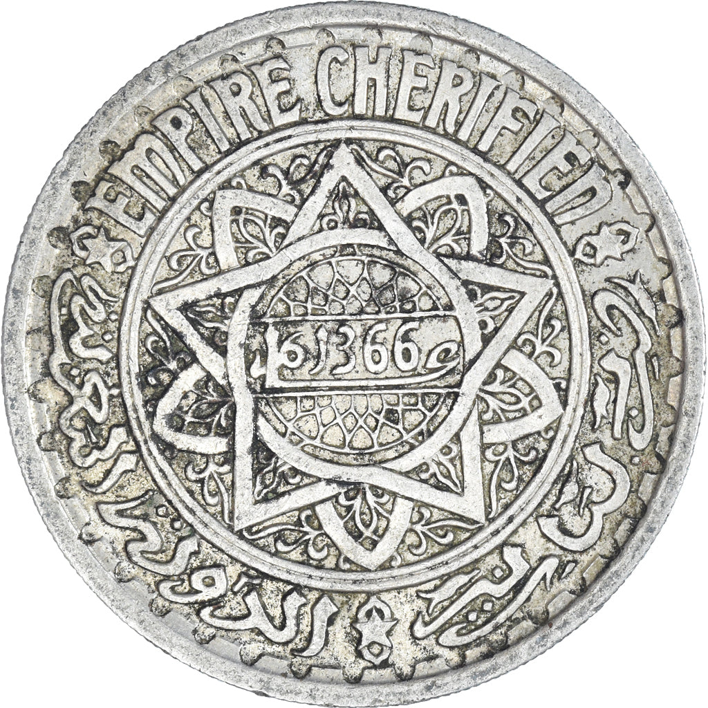 Moneda, Marruecos, 20 Francs, 1366