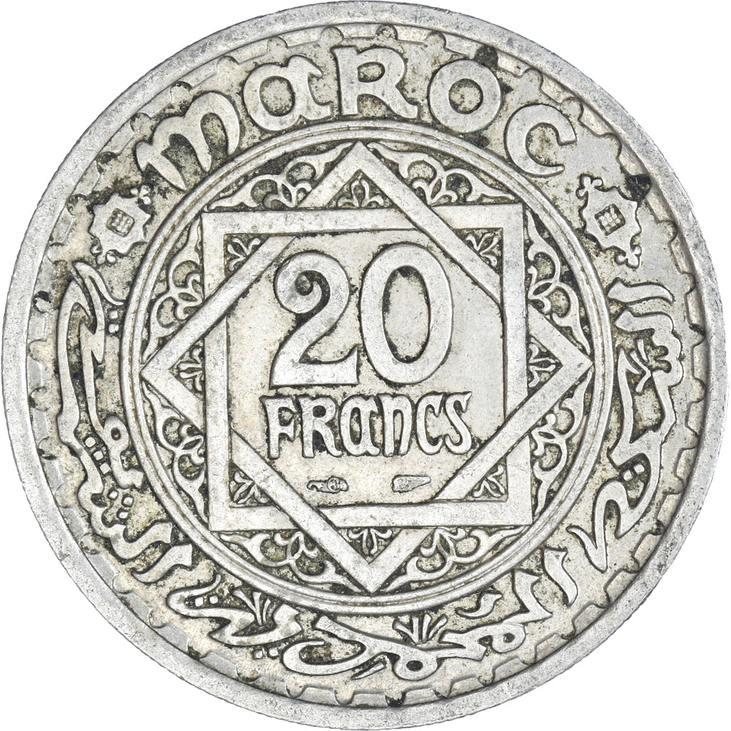 Moneda, Marruecos, 20 Francs, 1366