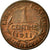 Munten, Frankrijk, Dupuis, Centime, 1911, ZF+, Bronze, KM:840, Gadoury:90