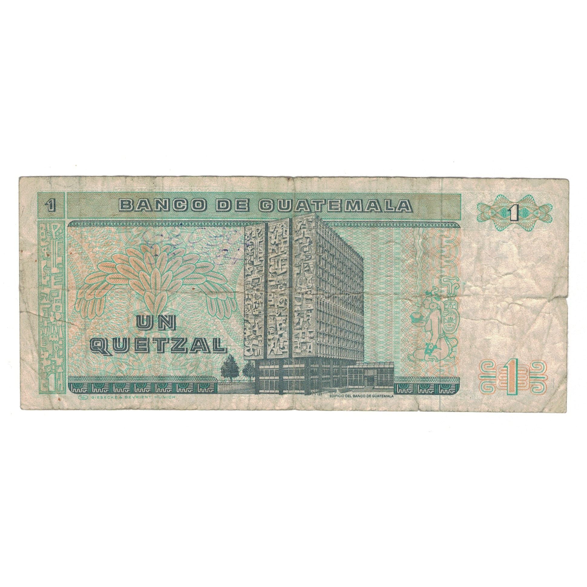 Billete, 1 Quetzal, 1988, Guatemala, 1988-01-06, KM:66, BC