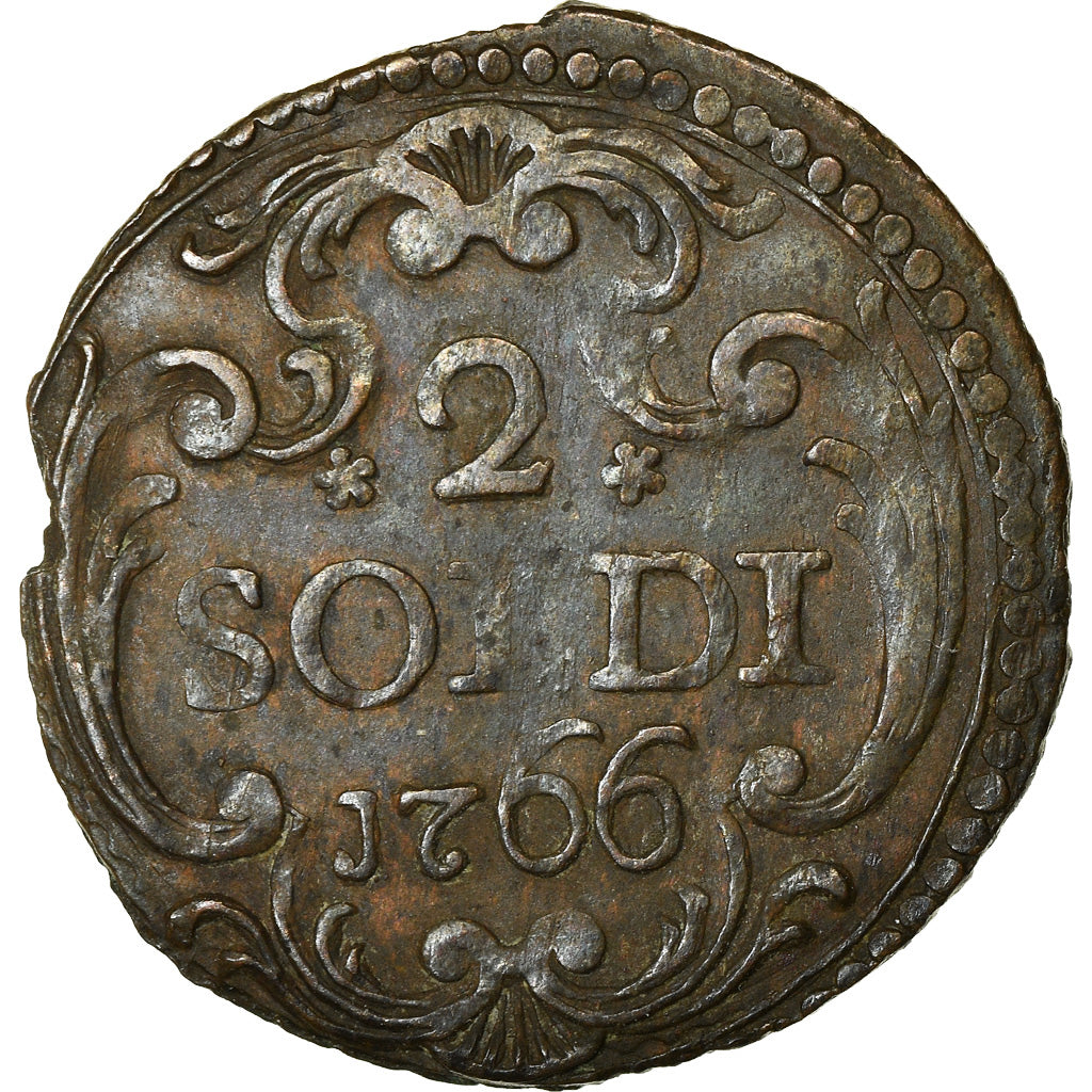 Moeda, ESTADOS ITALIANOS, CORSICA, General Pasquale Paoli, 2 Soldi, 1766