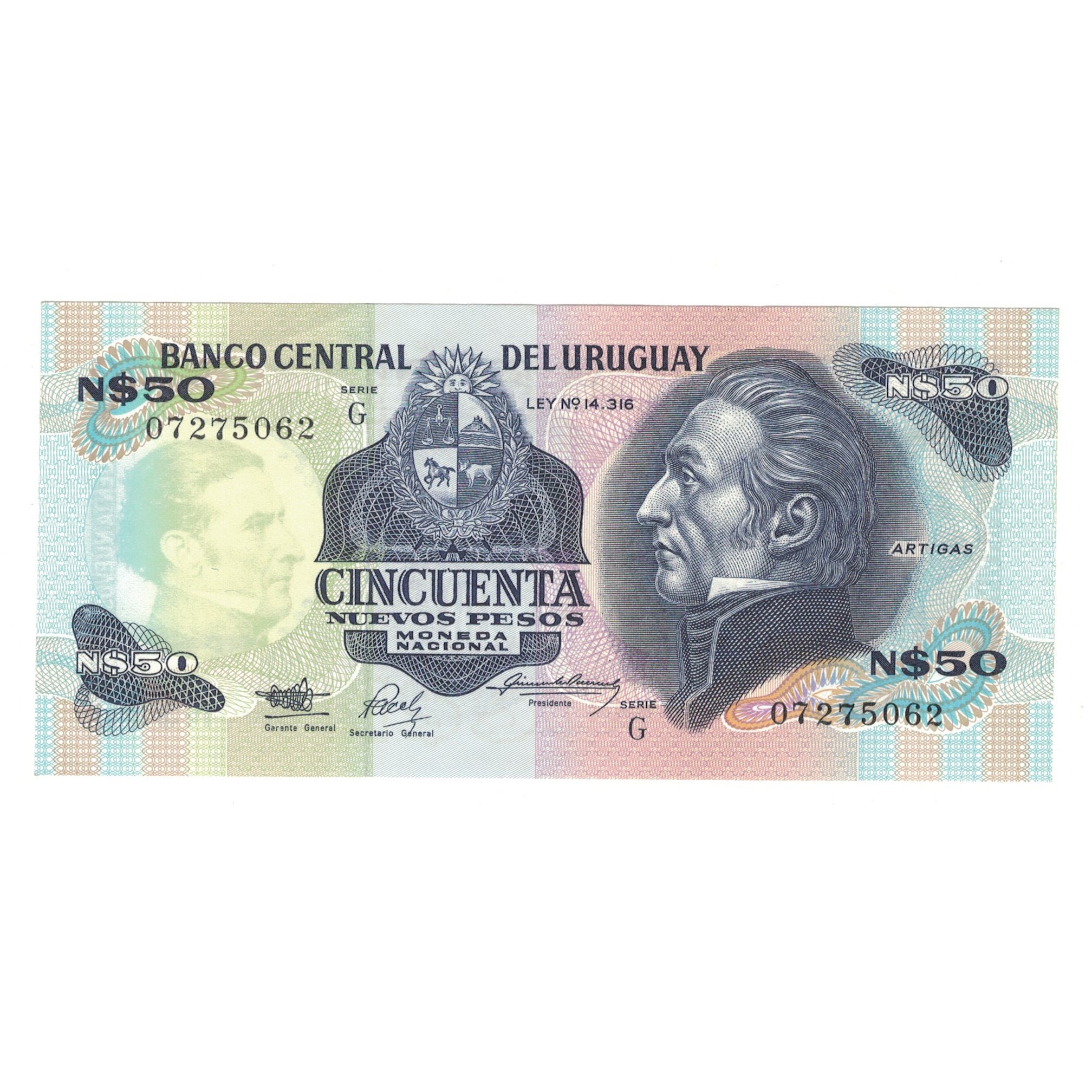 Banknote, Uruguay, 50 Nuevos Pesos, KM:61a, UNC(63)