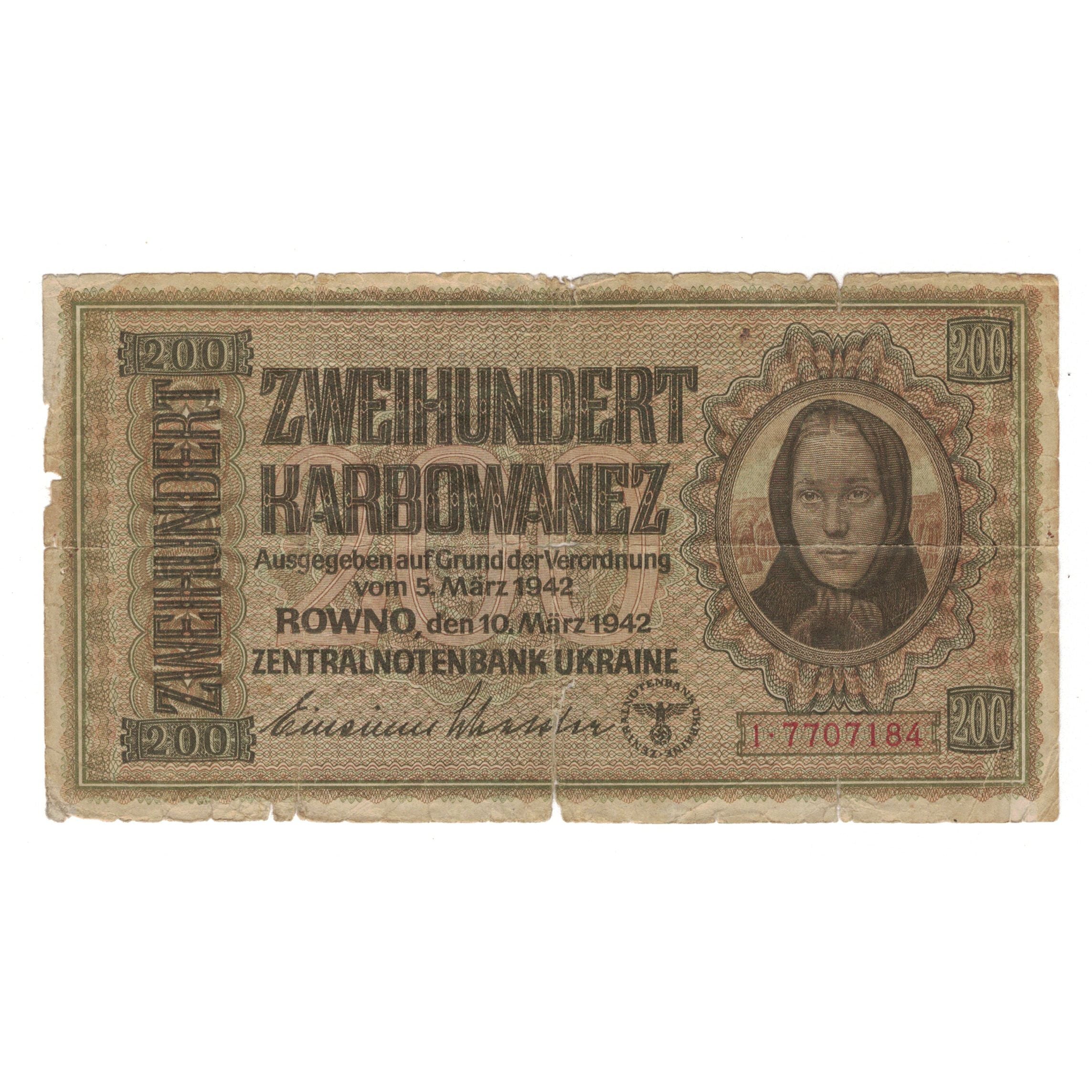 Geldschein, Ukraine, 200 Karbowanez, 1942, 1942-03-10, KM:56, SGE