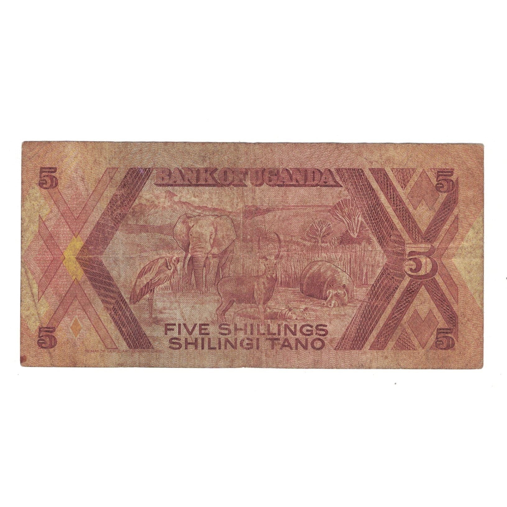 Banknote, Uganda, 5 Shillings, 1987, KM:27, VF(20-25)