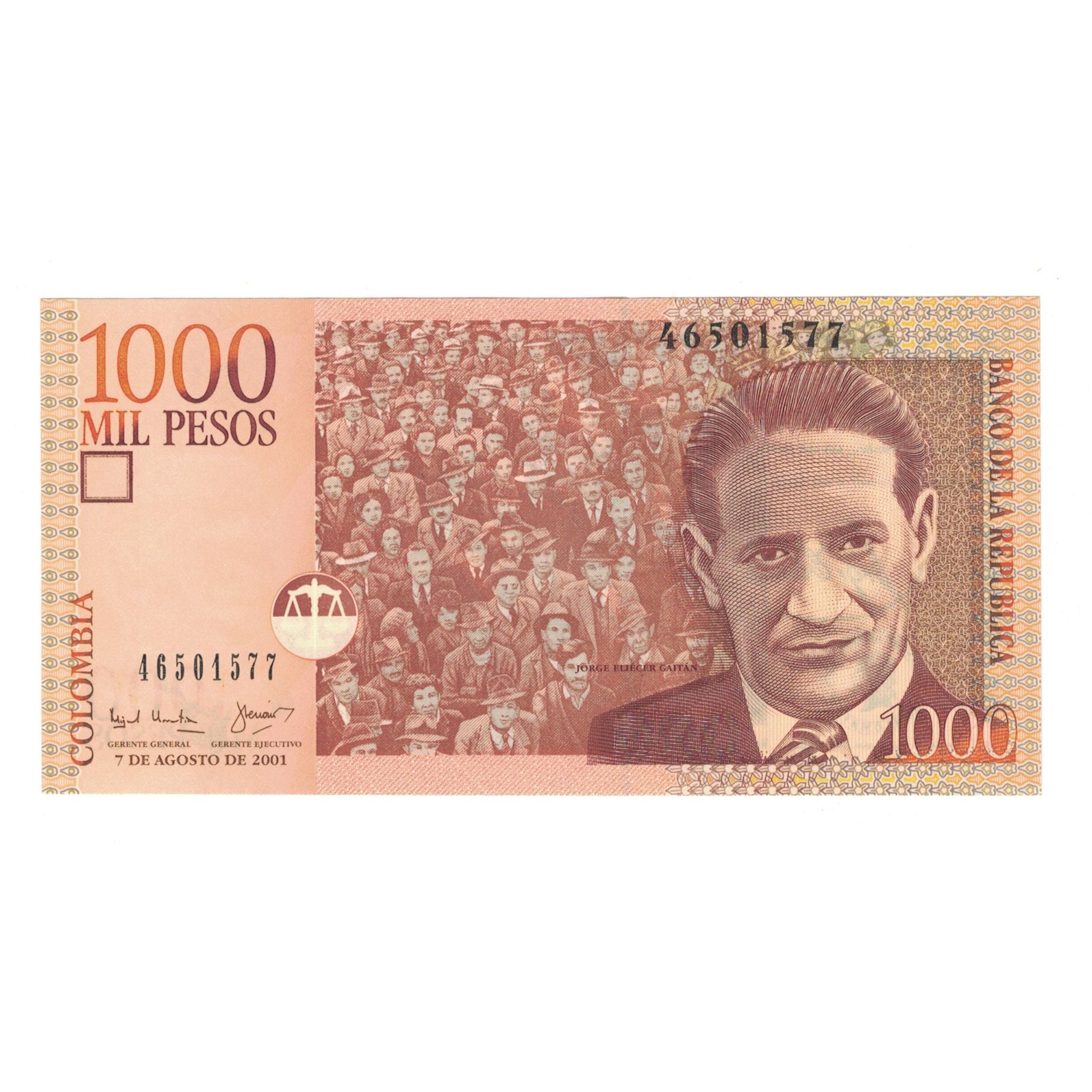 Biljet, Colombia, 1000 Pesos, 2001, 2001-08-07, KM:450a, NIEUW