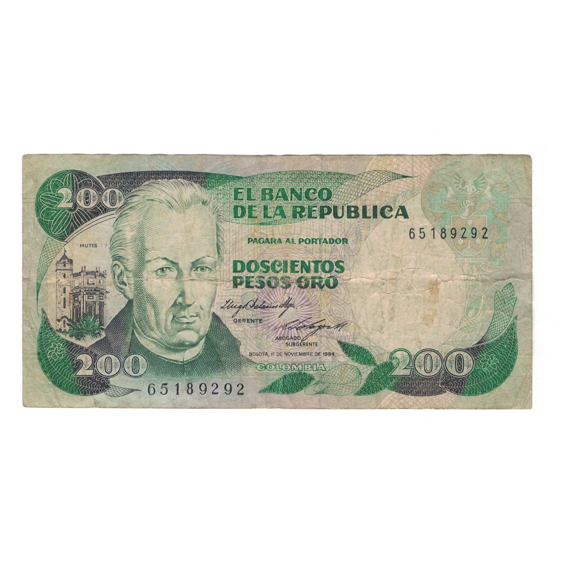 Billete, 200 Pesos Oro, 1984, Colombia, 1984-11-01, KM:429b, RC