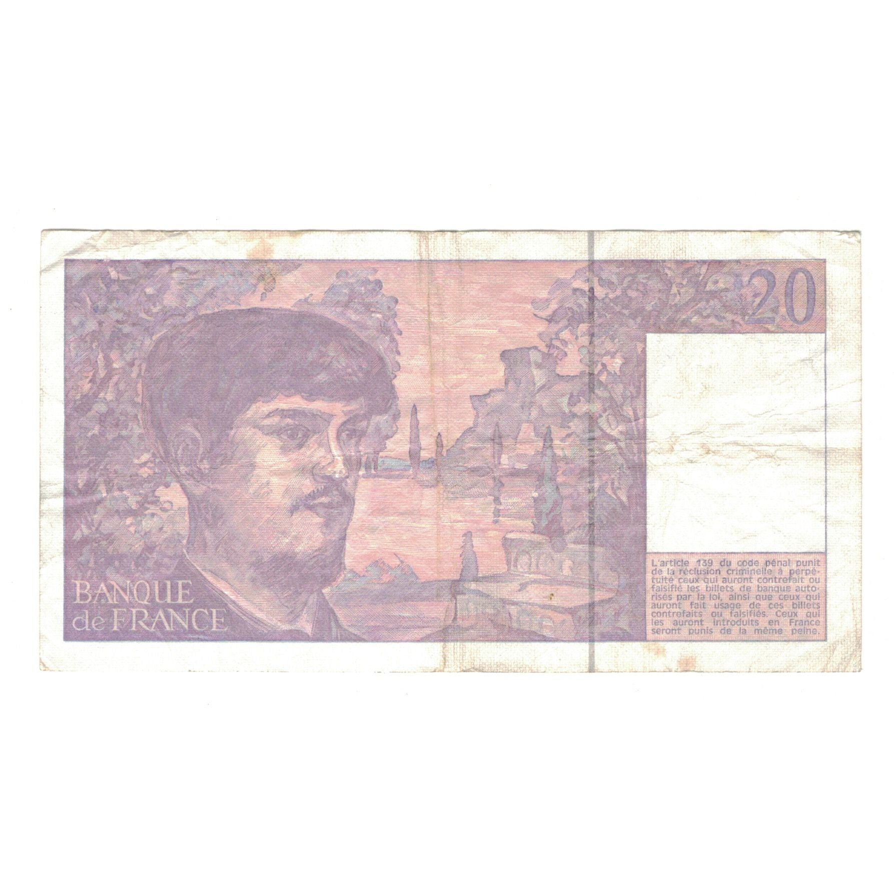 Francja, 20 Francs, Debussy, 1990, O.029, EF(40-45), Fayette:66.01 A29, KM:151d
