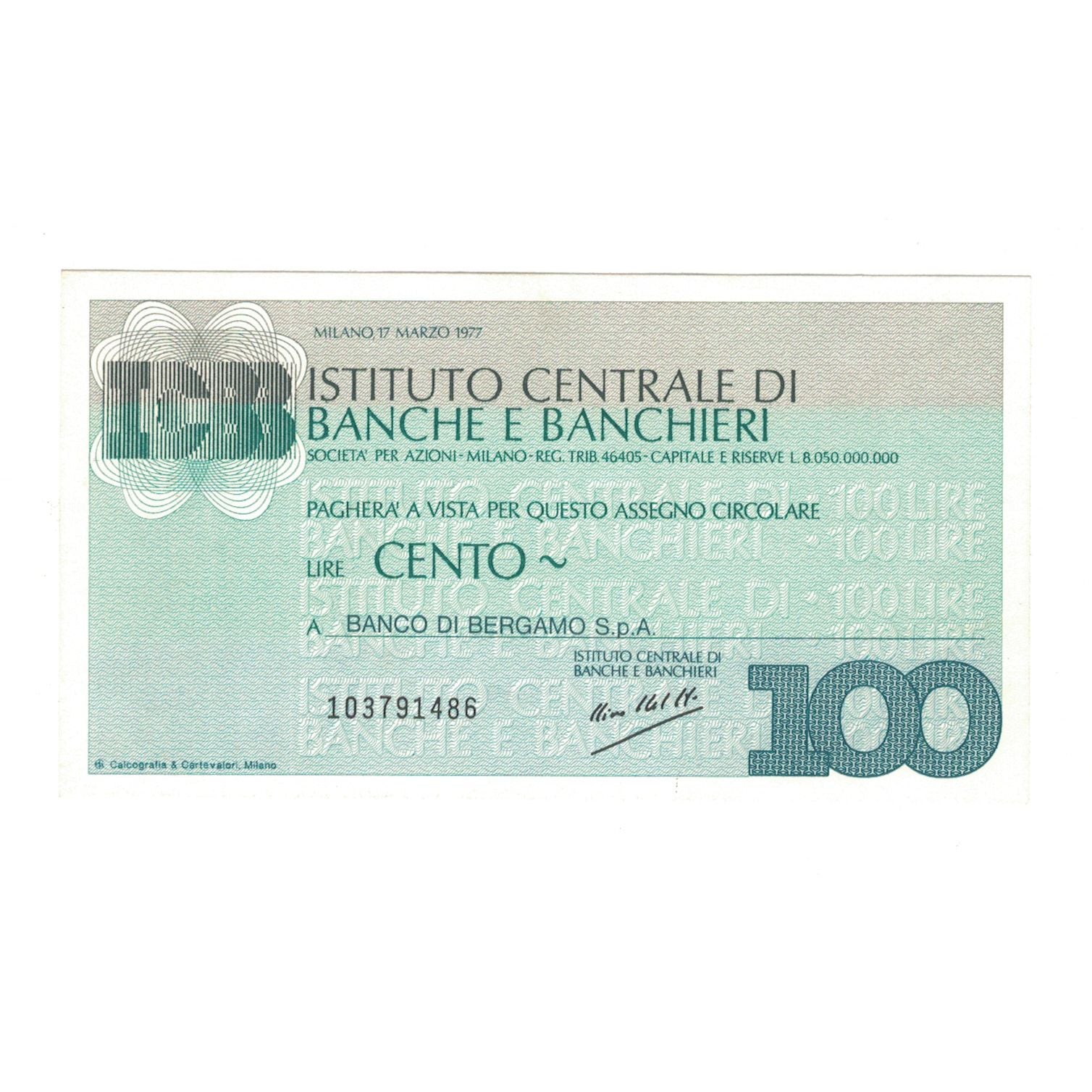 Nota, Itália, 100 Lire, UNC(65-70)