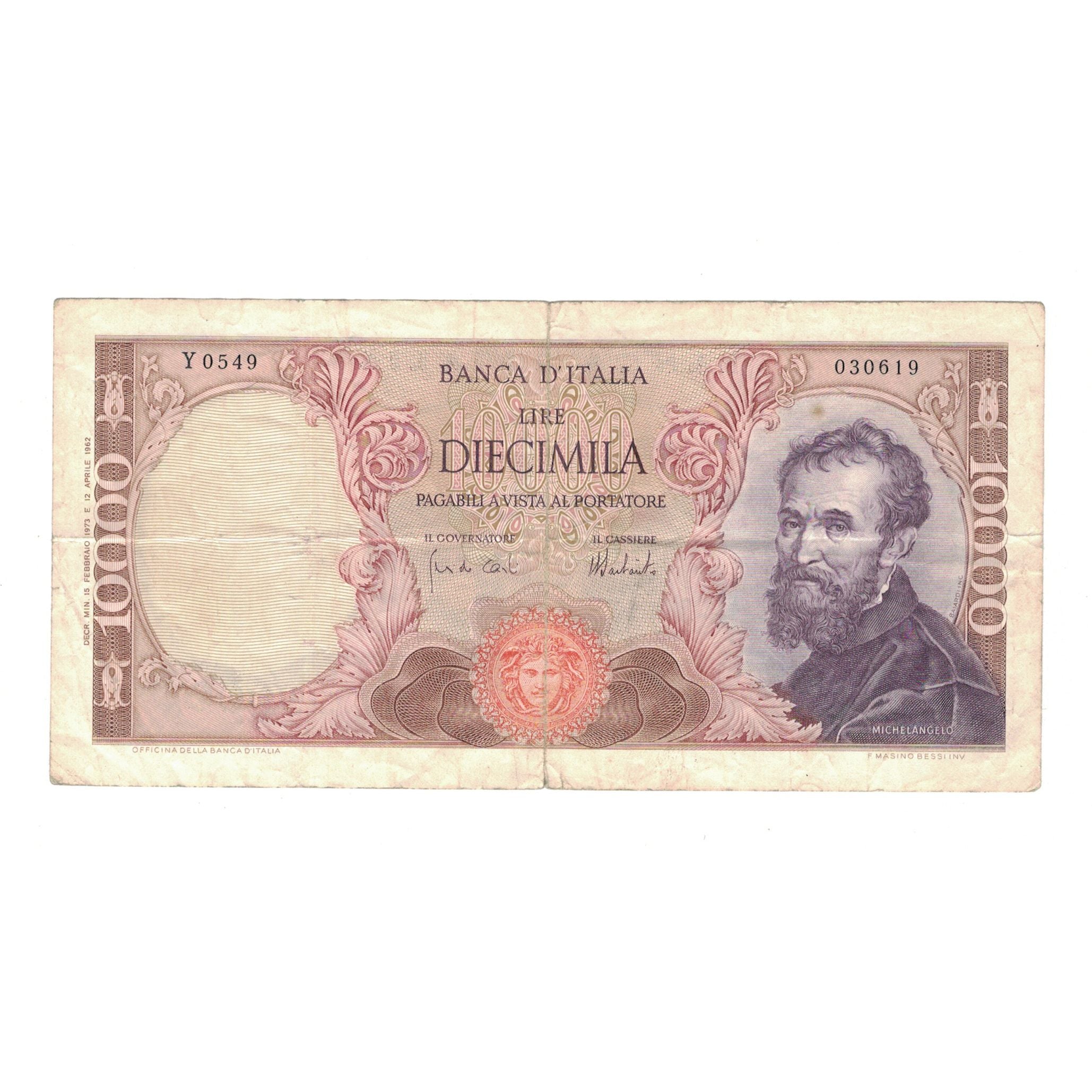 Billete, 10,000 Lire, 1973, Italia, 1973-02-15, KM:97f, MBC