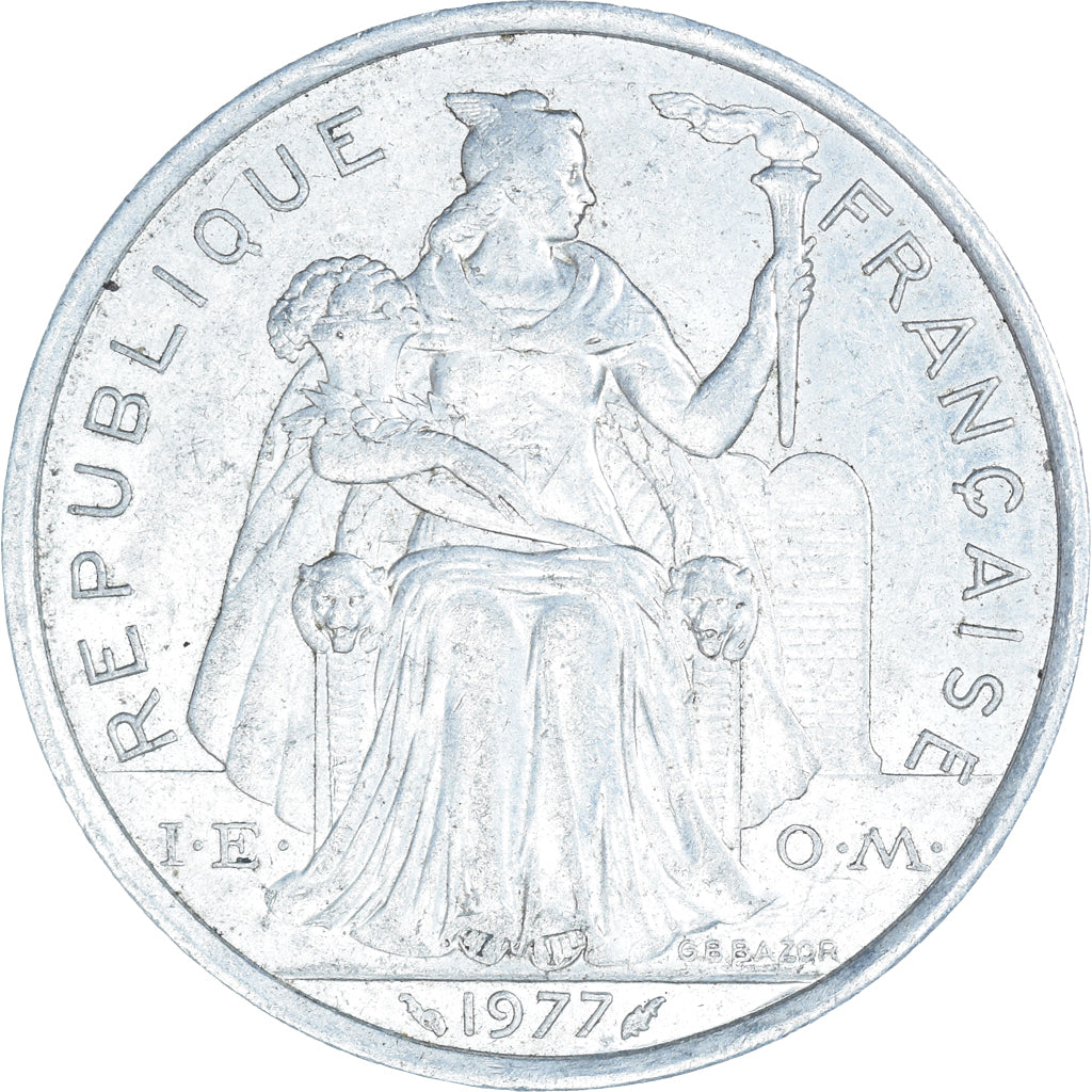 Monnaie, Polynésie française, 5 Francs, 1977
