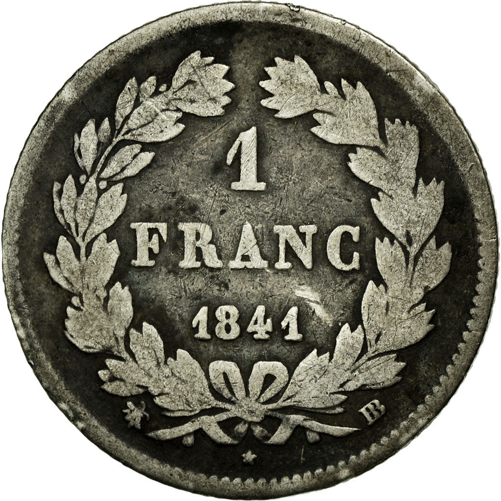 Coin, France, Louis-Philippe, Franc, 1841, Strasbourg, F(12-15), Silver