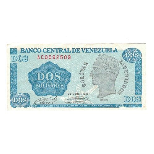 Geldschein, Venezuela, 2 Bolivares, 1989, 1989-10-05, KM:69, SS+