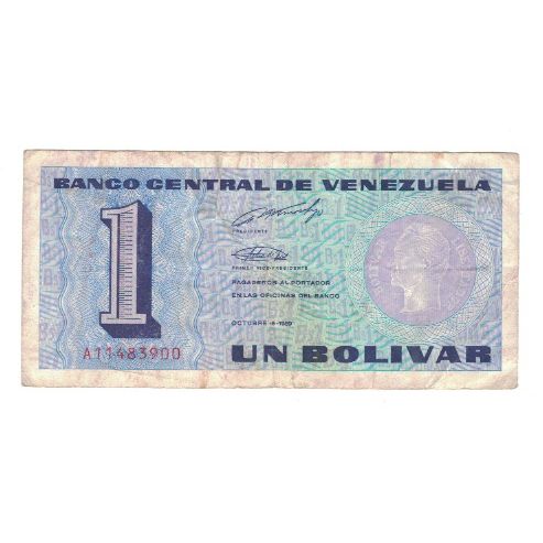 Banknote, Venezuela, 1 Bolivar, 1989, 1989-10-05, KM:68, VF(30-35)