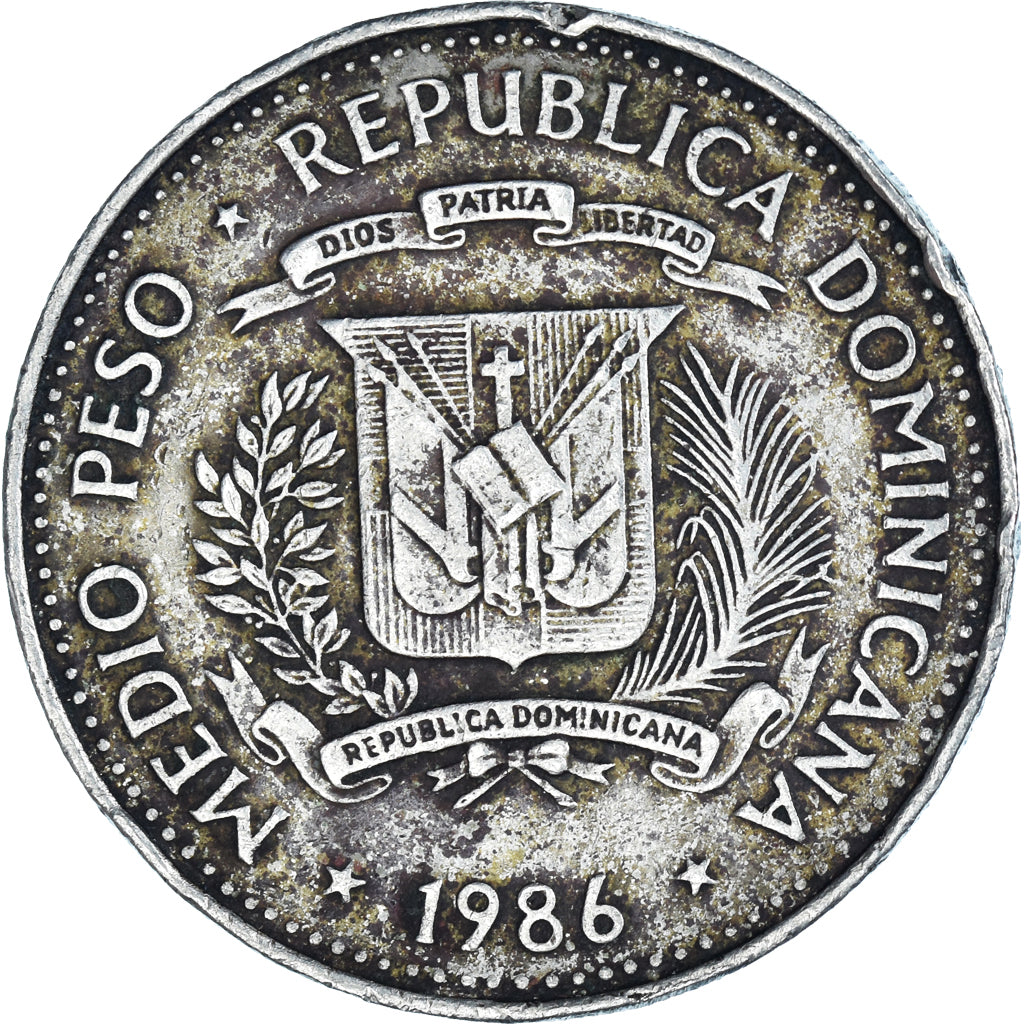 Moeda, República Dominicana, 1/2 Peso, 1986