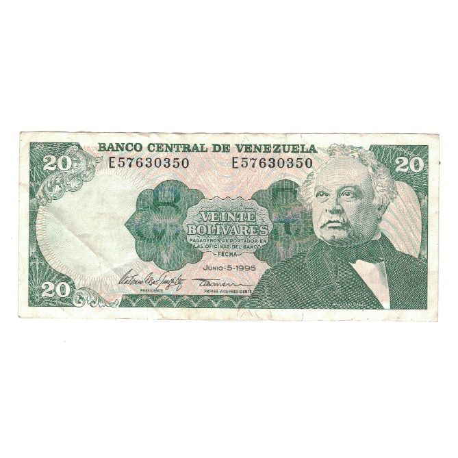 Banknote, Venezuela, 20 Bolivares, 1995, 1995-06-05, KM:63e, EF(40-45)