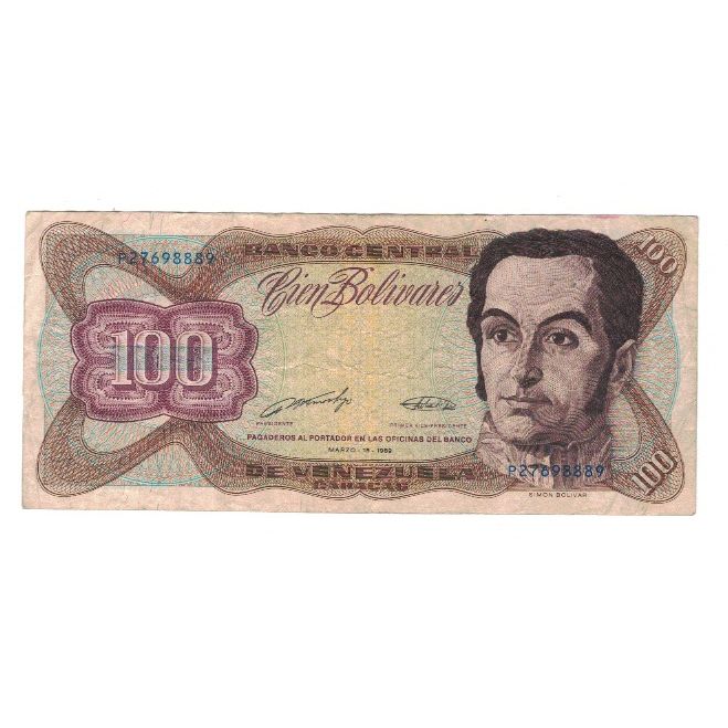 Billete, 100 Bolivares, 1989, Venezuela, 1989-03-16, KM:66b, BC+