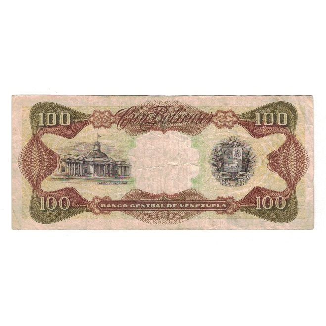 Billete, 100 Bolivares, 1989, Venezuela, 1989-03-16, KM:66b, BC+