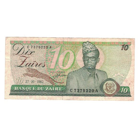 Biljet, Zaïre, 10 Zaïres, 1982, 1982-10-27, KM:27A, TB+