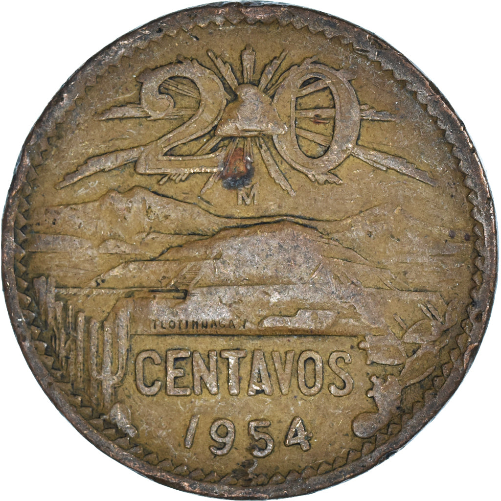 Monnaie, Mexique, 20 Centavos, 1954