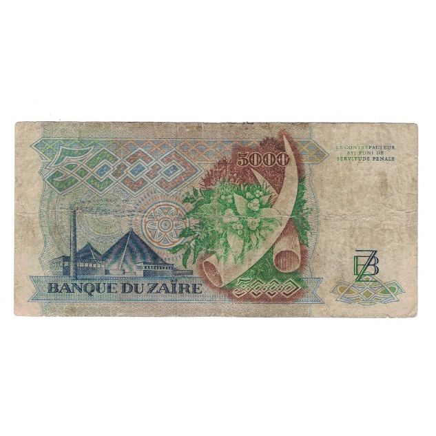 Billet, Zaïre, 5000 Zaïres, 1988, 1988-05-20, KM:37a, TB