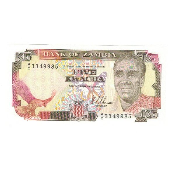 Banknote, Zambia, 5 Kwacha, Undated (1989), KM:30a, UNC(65-70)