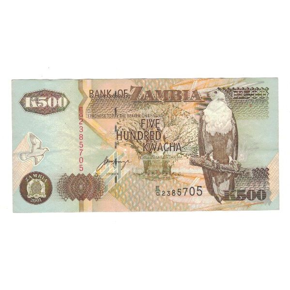 Nota, Zâmbia, 500 Kwacha, 2001, KM:39c, AU(50-53)