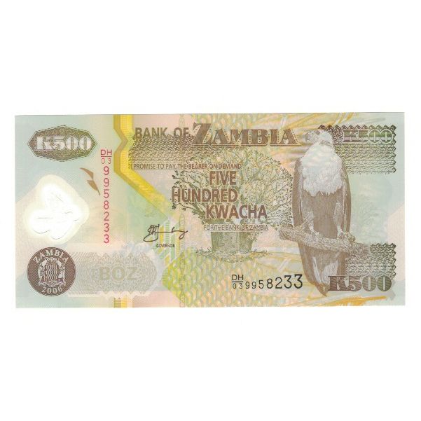 Banknot, Zambia, 500 Kwacha, 2006, KM:43e, UNC(65-70)